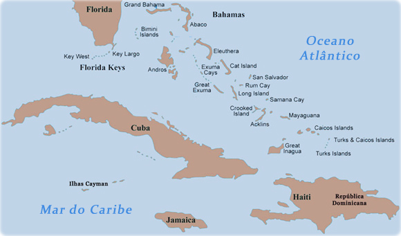 Mapa Ilhas Bahamas