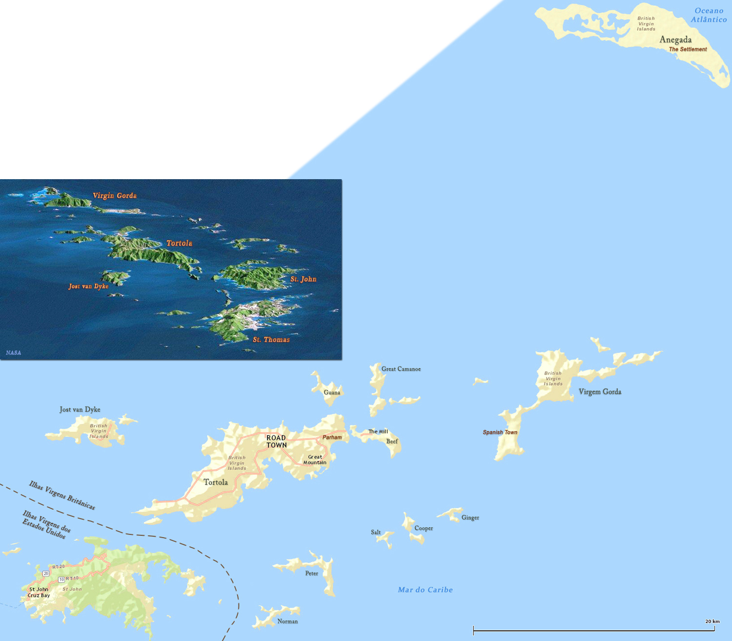 Mapa Ilhas Virgens Britanicas