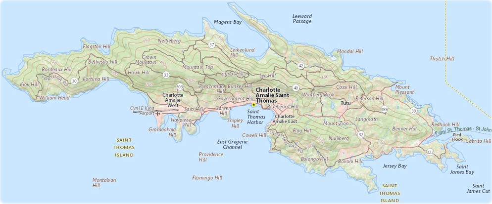 Mapa Ilha Saint Thomas