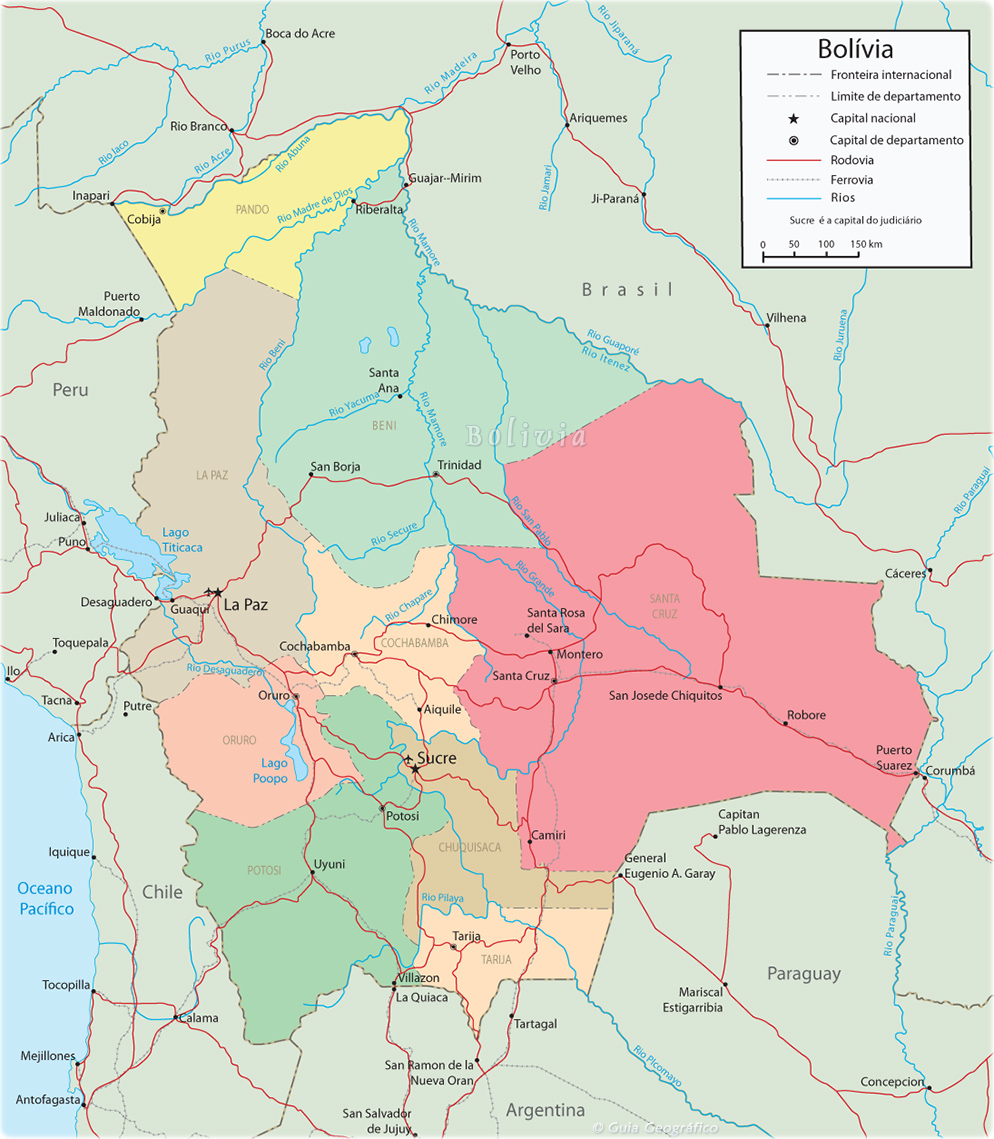 Mapa Político da Bolívia