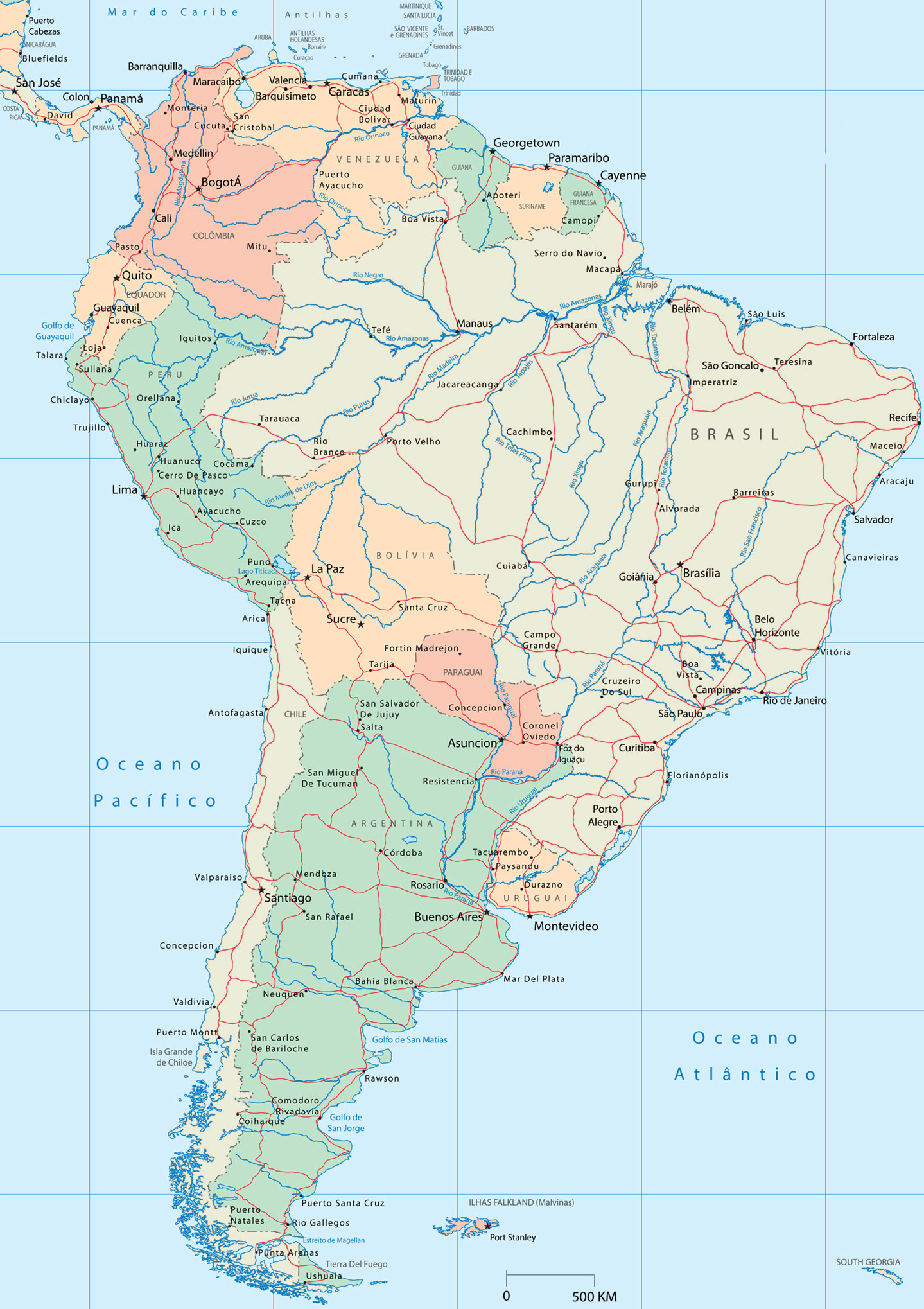 América do Sul Mapa