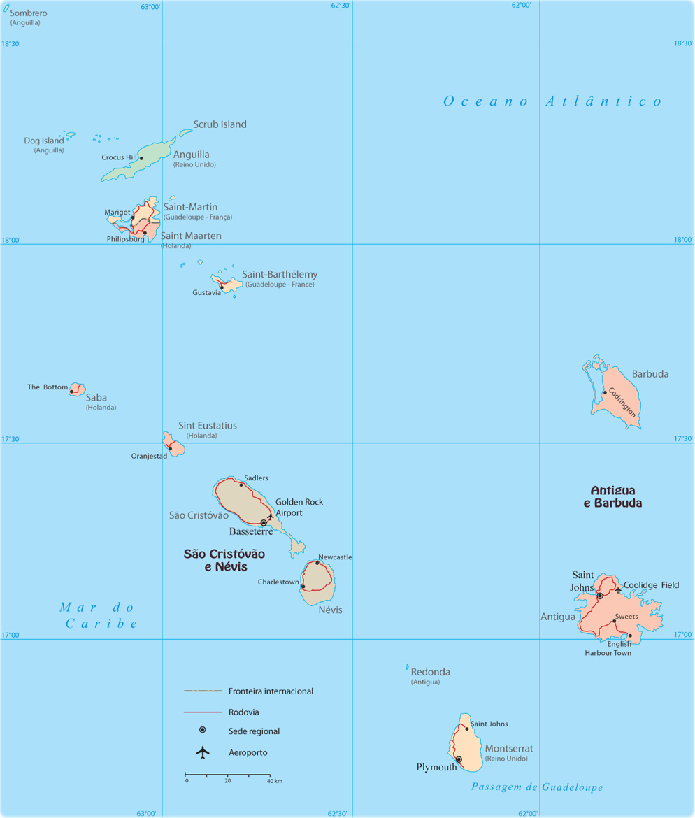 Mapa ilhas Caribe