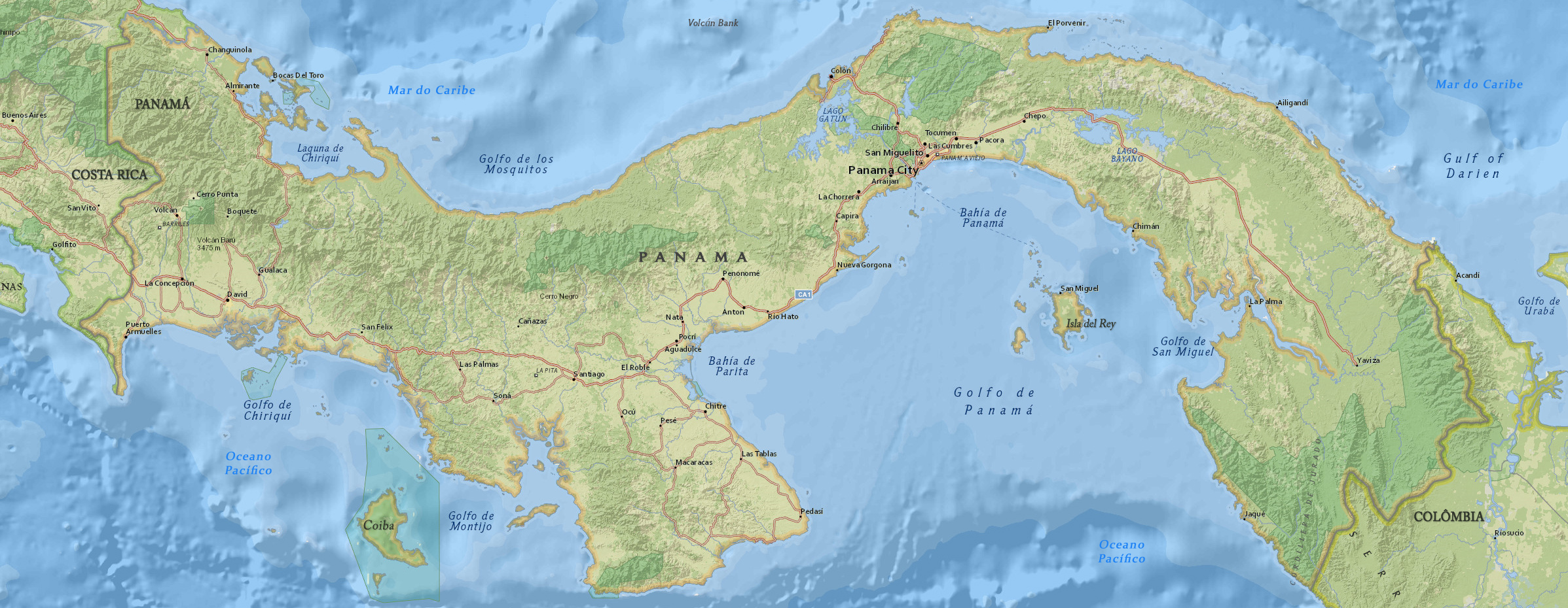 Mapa fisico Panama